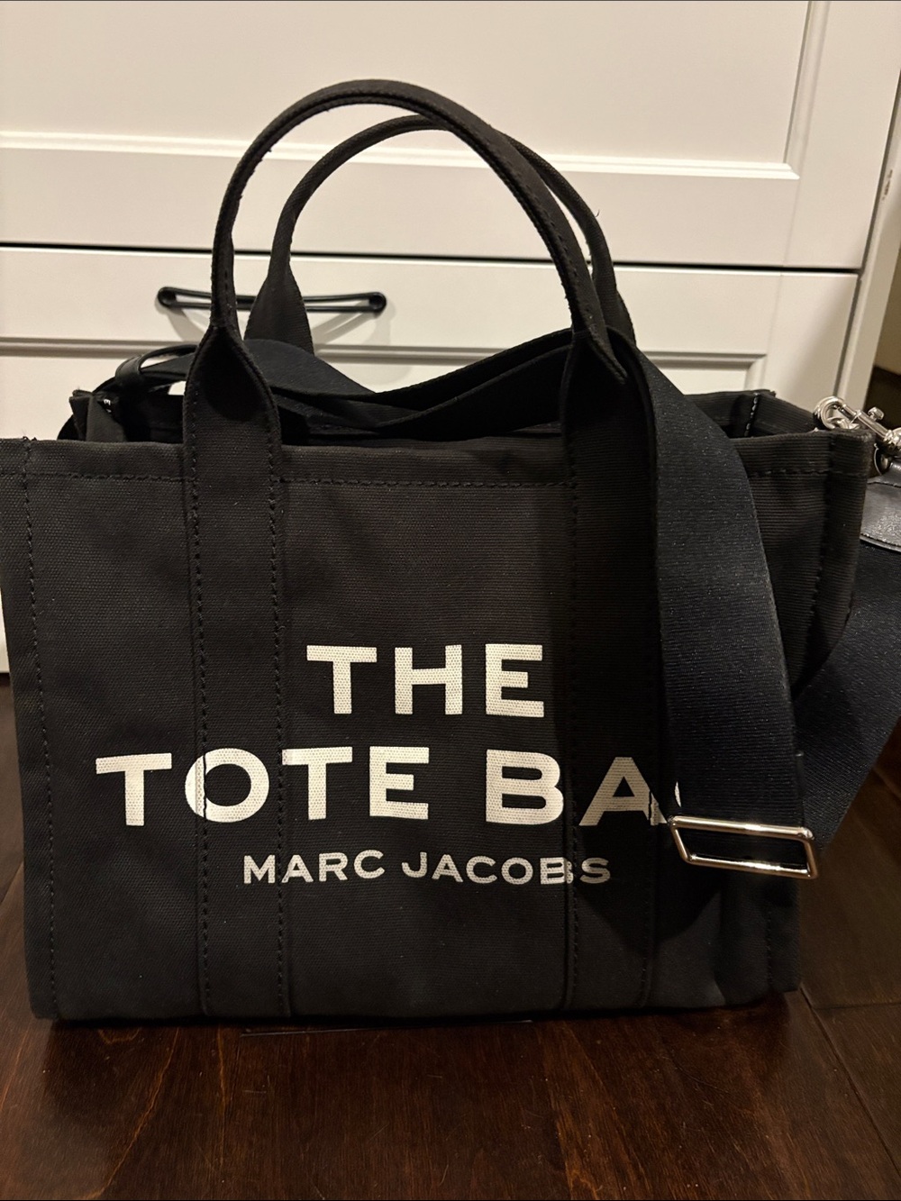 Marc Jacobs Black Canvas Logo Tote with Shoulder Strap